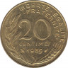 Монета. Франция. 20 сантимов 1989 год. ав.
