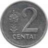 Монета. Литва. 2 цента 1991 год. ав