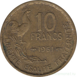 Монета. Франция. 10 франков 1951 год. Монетный двор - Париж.