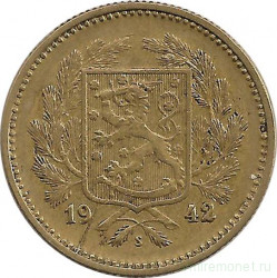 Монета. Финляндия. 5 марок 1942 год.