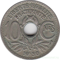 Монета. Франция. 10 сантимов 1930 год.