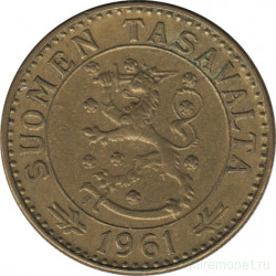 Монета. Финляндия. 20 марок 1961 год.