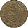 Аверс. Монета. Финляндия. 20 марок 1961 год.