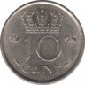 Монета. Нидерланды. 10 центов 1964 год. ав.