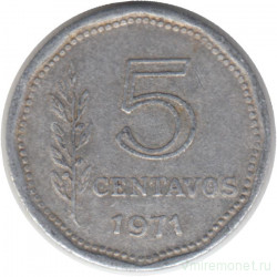 Монета. Аргентина. 5 сентаво 1971 год.