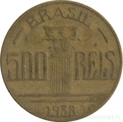 Монета. Бразилия. 500 рейсов 1938 год.