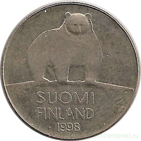 Монета. Финляндия. 50 пенни 1998 год.