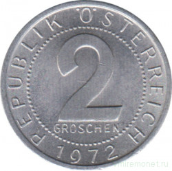 Монета. Австрия. 2 гроша 1972 год.