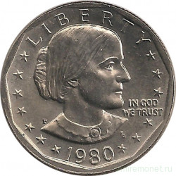 Монета. США. 1 доллар 1980 год. Сьюзен Энтони. Монетный двор P.