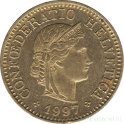 Монета. Швейцария. 5 раппенов 1997 год.