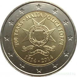 Монета. Мальта. 2 евро 2014 год. 200 лет полиции Мальты.