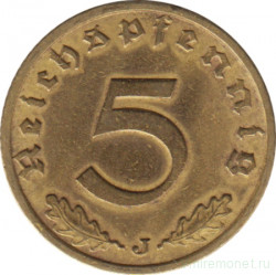 Монета. Германия. Третий Рейх. 5 рейхспфеннигов 1937 год. Монетный двор - Гамбург (J).