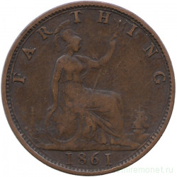 Монета. Великобритания. 1 фартинг 1861 год. 