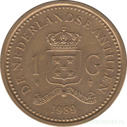 Монета. Нидерландские Антильские острова. 1 гульден 1989 год.