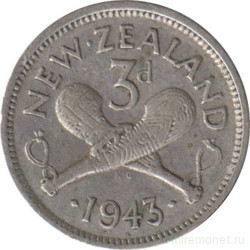 Монета. Новая Зеландия. 3 пенса 1943 год.