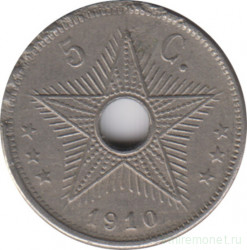 Монета. Бельгийское Конго. 5 сантимов 1910 год.