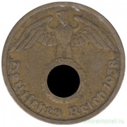 Монета. Германия. Третий Рейх. 10 рейхспфеннигов 1938 год. Монетный двор - Гамбург (J).