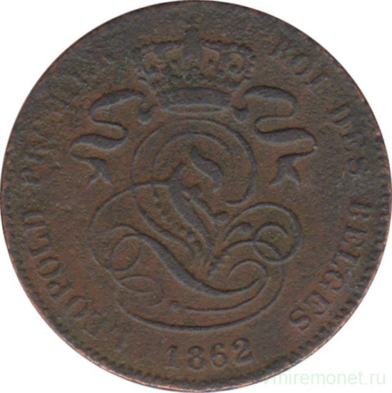 Монета. Бельгия. 2 сантима 1862 год.
