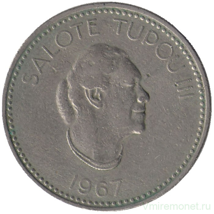 Монета. Тонга. 10 сенити 1967 год.