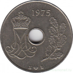 Монета. Дания. 25 эре 1975 год.
