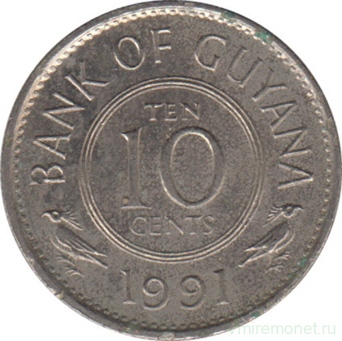 Монета. Гайана. 10 центов 1991 год.