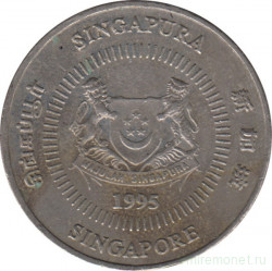 Монета. Сингапур. 50 центов 1995 год.