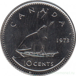 Монета. Канада. 10 центов 1973 год.