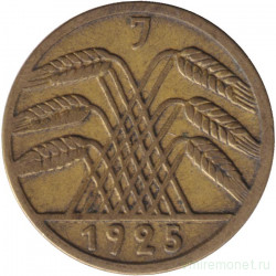 Монета. Германия. Веймарская республика. 5 рейхспфеннигов 1925 год. Монетный двор - Гамбург (J).
