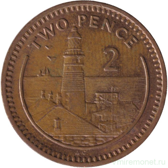 Монета. Гибралтар. 2 пенса 1988 год. АC.