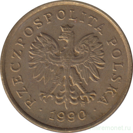 Монета. Польша. 5 грошей 1990 год.