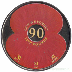 Монета. Джерси. 5 фунтов 2011 год. 90 лет начала Первой мировой войны.