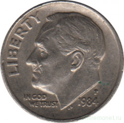 Монета. США. 10 центов 1984 год. Монетный двор P.