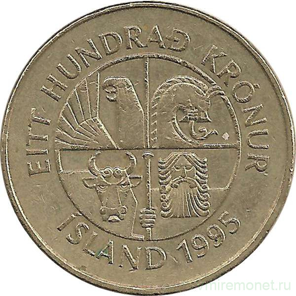 Монета. Исландия. 100 крон 1995 год.