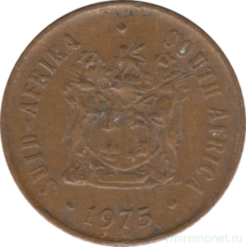 Монета. Южно-Африканская республика (ЮАР). 1 цент 1975 год.