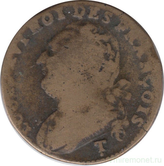 Монета. Франция. 12 денье 1792 год. 28.5 мм. Т.