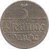 Аверс. Монета. Польша. Данциг. 5 пфеннигов 1928 год.