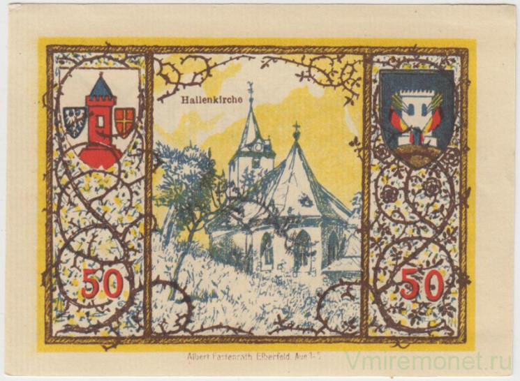 Бона. Нотгельд. Германия. Город Вестербург. 50 пфеннигов 1920 год. Вариант 1412.3.2.