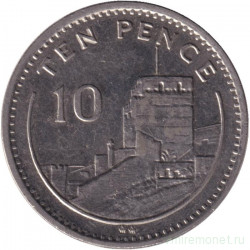 Монета. Гибралтар. 10 пенсов 1988 год. AA.