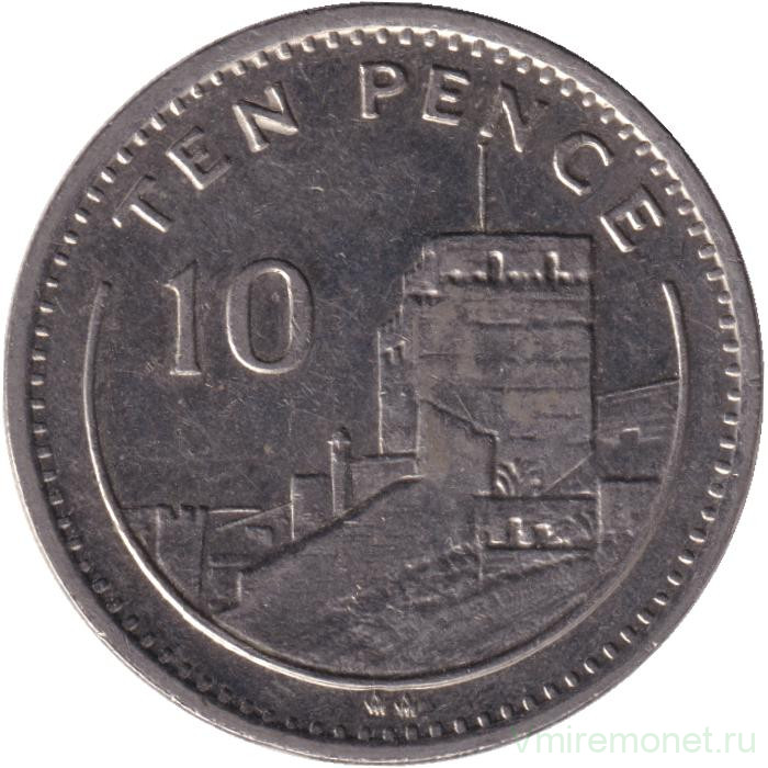 Монета. Гибралтар. 10 пенсов 1988 год. AA.