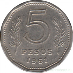 Монета. Аргентина. 5 песо 1961 год.