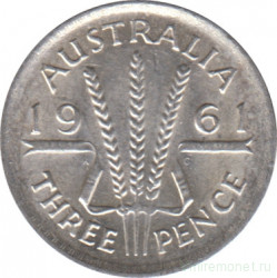 Монета. Австралия. 3 пенса 1961 год.