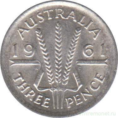 Монета. Австралия. 3 пенса 1961 год.