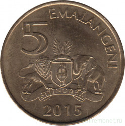 Монета. Свазиленд. 5 эмалангени 2015 год.