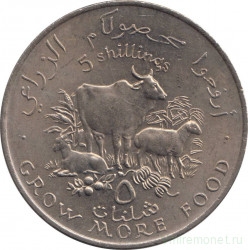 Монета. Сомали. 5 шиллингов 1970 год. ФАО.