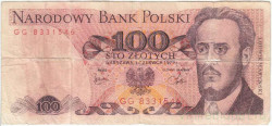 Банкнота. Польша. 100 злотых 1979 год. Людвиг Варинский. Тип 143c.