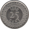 Монета. Суринам. 25 центов 1989 год. ав.