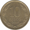 Монета. Чили. 10 песо 2004 год. ав.