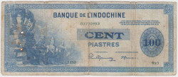 Банкнота. Французский Индокитай. 100 пиастр 1945 год. Тип 78а.