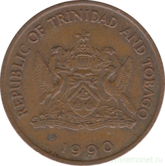 Монета. Тринидад и Тобаго. 5 центов 1990 год.