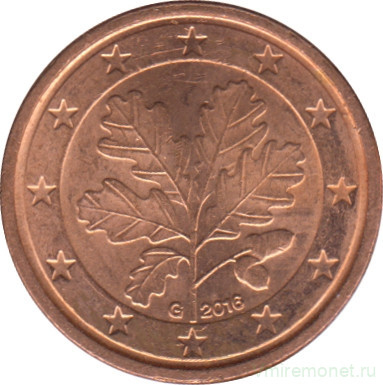 Монета. Германия. 1 цент 2016 год. (G).